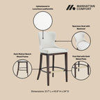 Bar Height Barstool with Backrest - White, Gray, Black