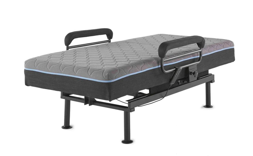 Adjustable Sleep To Stand Bed with Lift Assist and Memory Foam Mattress - Dark Gray