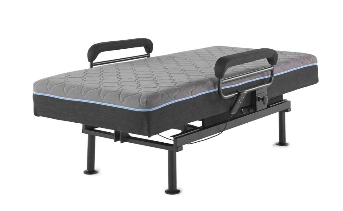 Adjustable Sleep To Stand Bed with Lift Assist and Memory Foam Mattress - Dark Gray