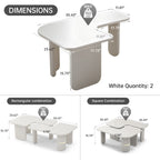 L-Shape Coffee Table with Modular Nesting Design - White or Dark Brown