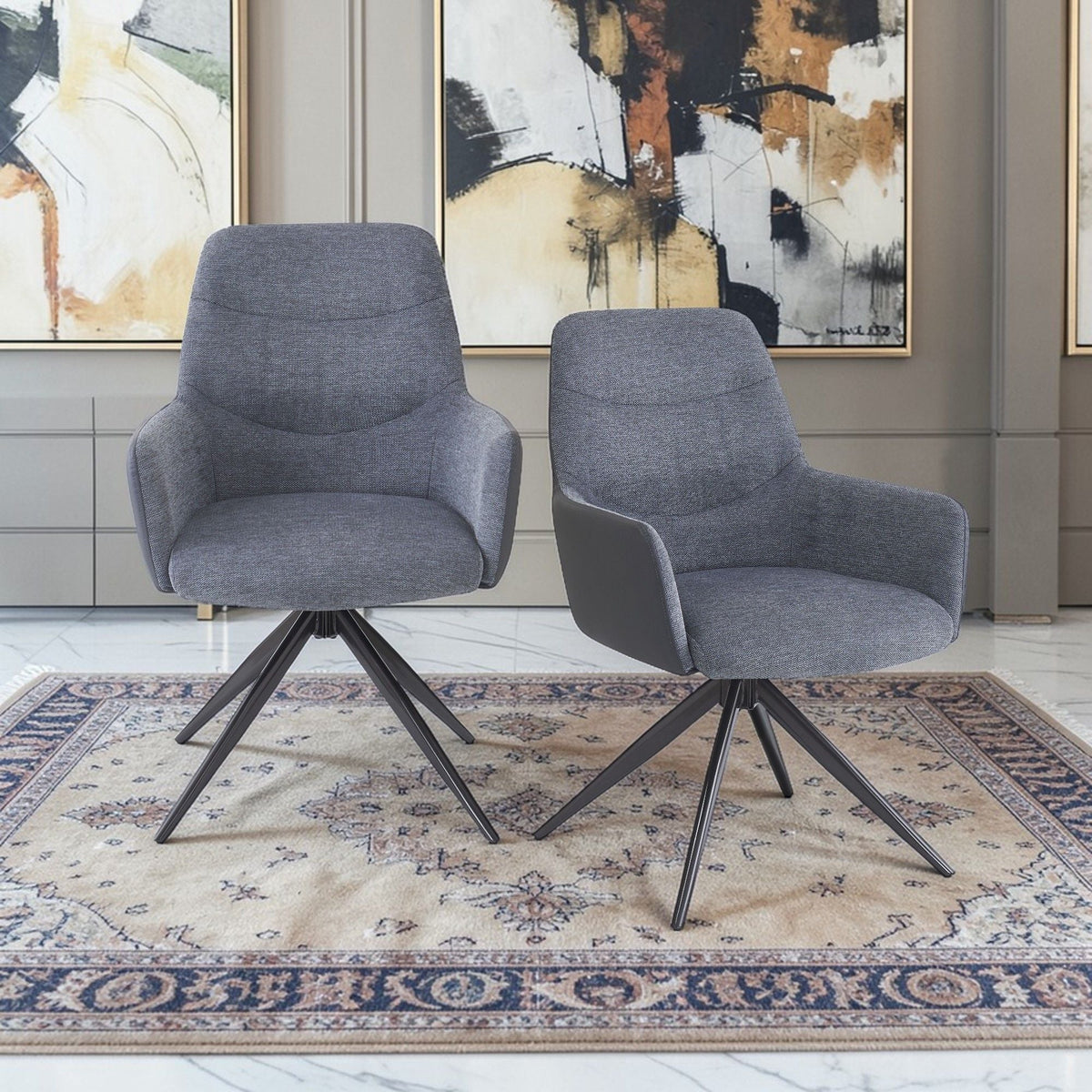 Gray Arm Chair Set with Padded Cushions - Hester