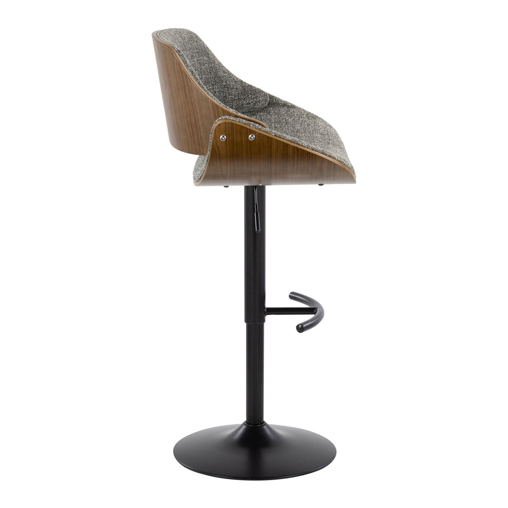 Mid-Century Modern Adjustable Bar Stool Set with Rounded T Footrest - Dark Gray or Light Blue