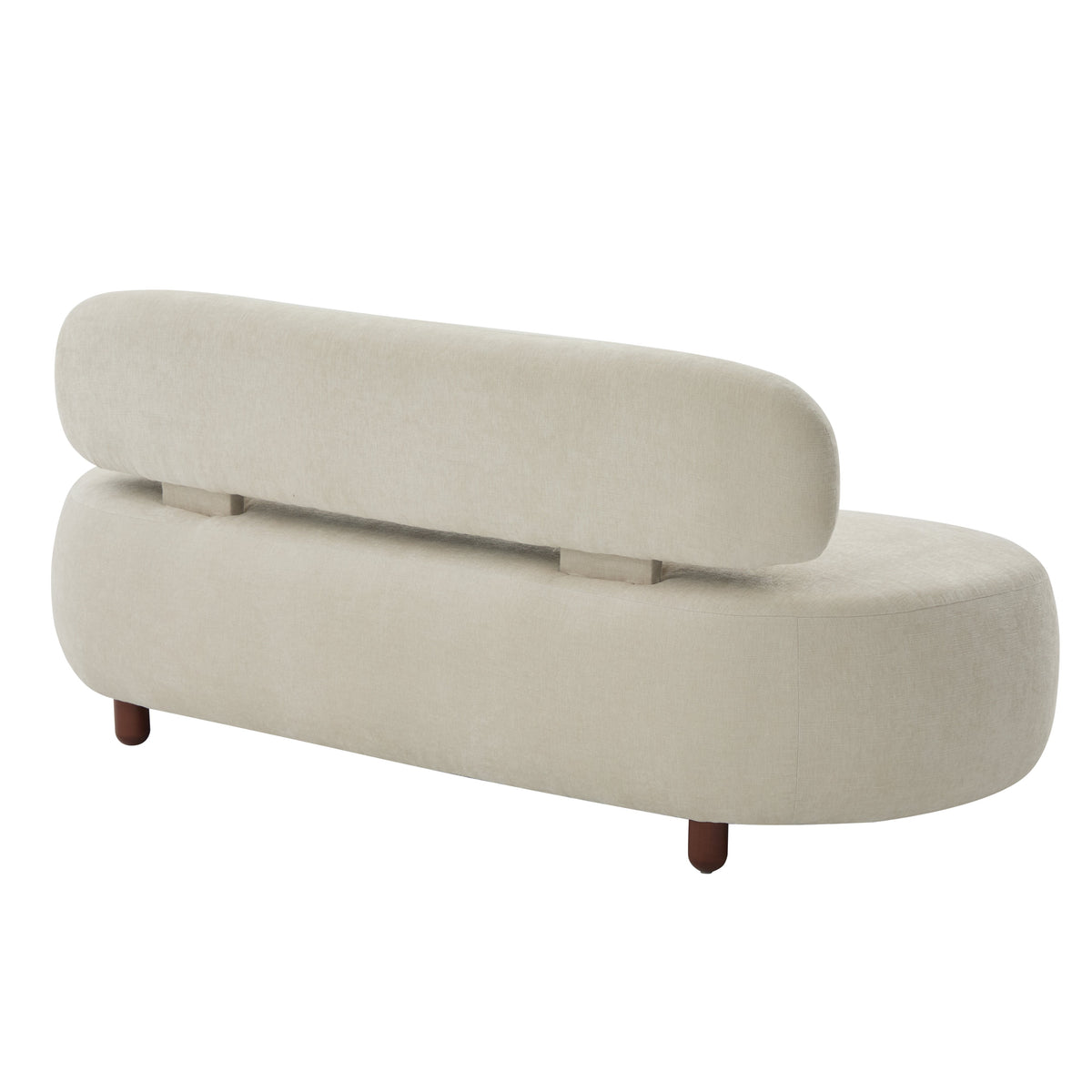 Modern Curved Upholstered Chenille Sofa with Wood Frame - Beige or Nomad