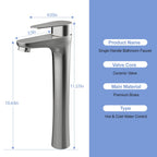 Single Handle Vessel Sink Faucet with Tall Spout - Gray or Black