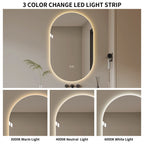 Smart LED Wall Mounted Mirror with Touch Screen and Adjustable Lighting - Pearl Silver