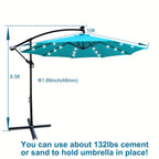 10 ft Outdoor Patio Umbrella with Solar LED Lighting - Turquoise