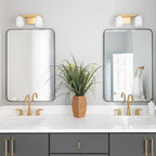 Rectangular Metal Framed Wall Mirror with Modern Design - Black