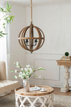 4 Light Wood Chandelier