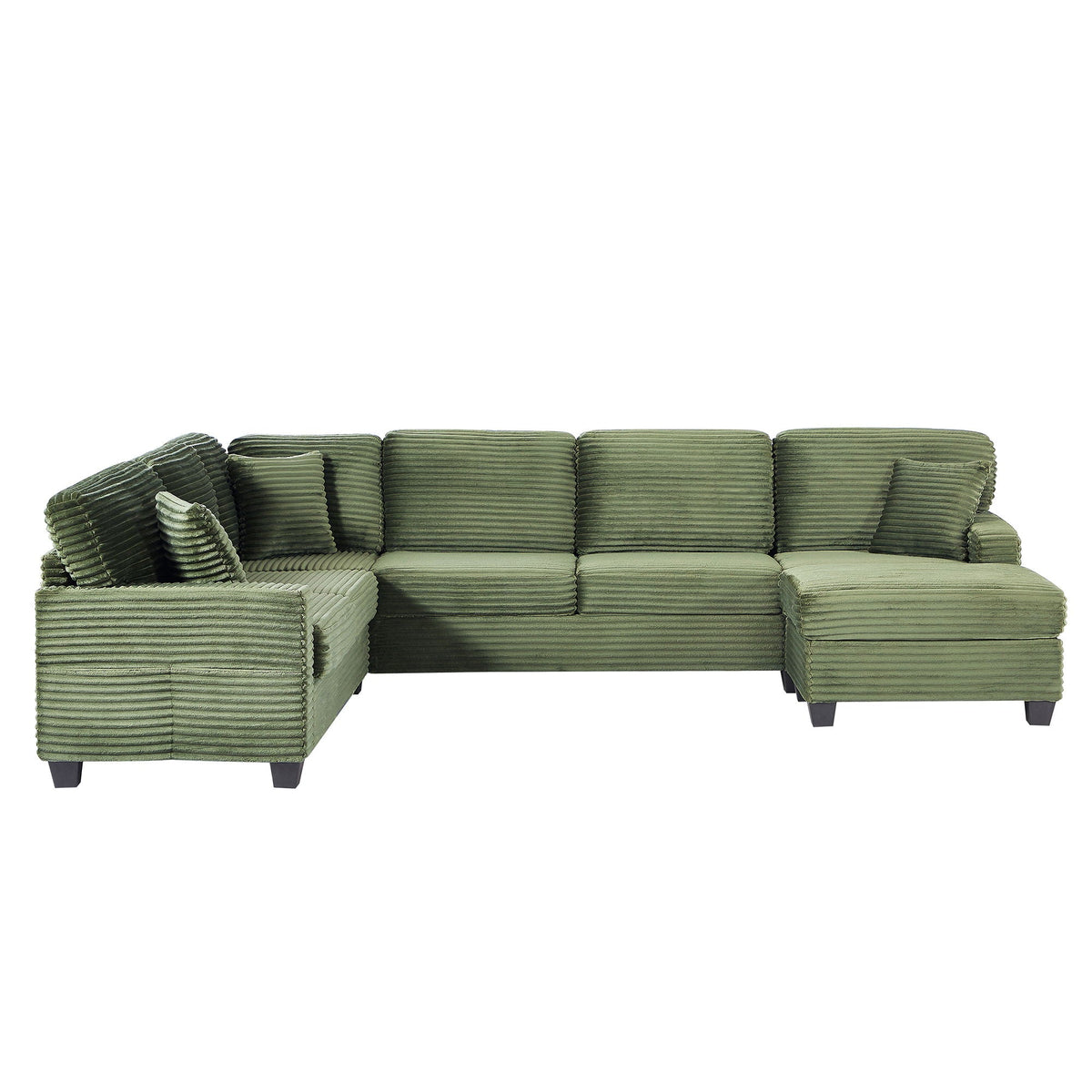U-Shaped Upholstered Sectional Sofa with Movable Ottoman