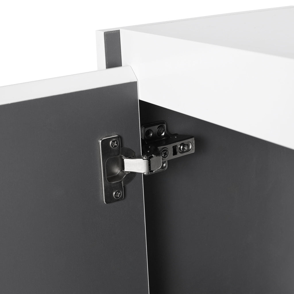 Modern Wall Mounted Bathroom Vanity with Resin Sink and Side Cabinet - Brown Ebony