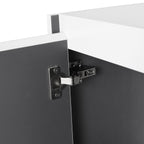 Modern Wall Mounted Bathroom Vanity with Resin Sink and Side Cabinet - Brown Ebony