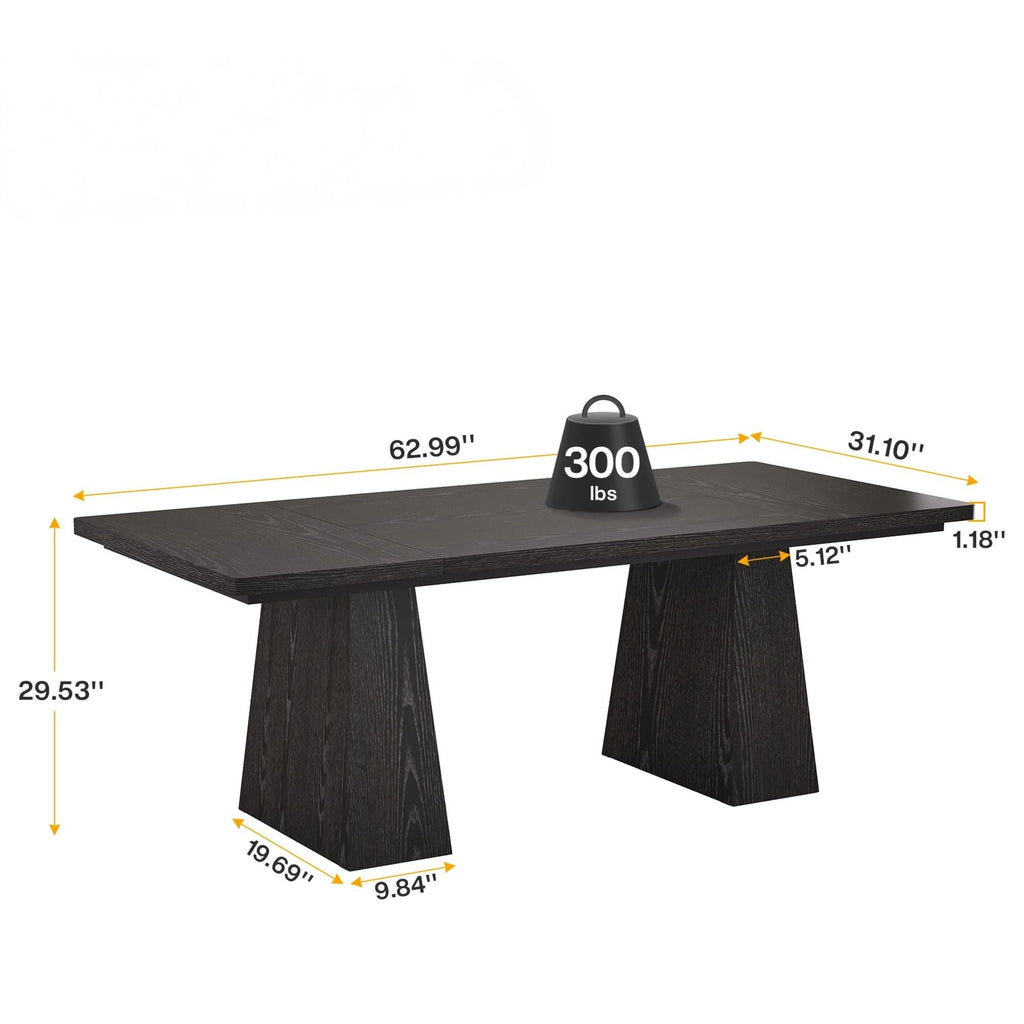 Double Pedestal Executive Desk with Spacious Work Surface - Dark Brown or Black