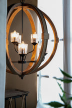 Hanging Light Fixture Chandelier with Adjustable Chain - Light Brown or White