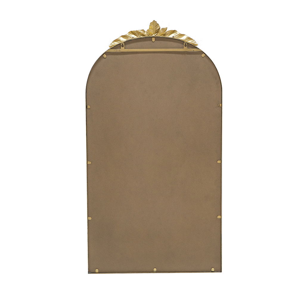 Gold Arched Wall Mirror with Metal Frame - Decorative Accent
