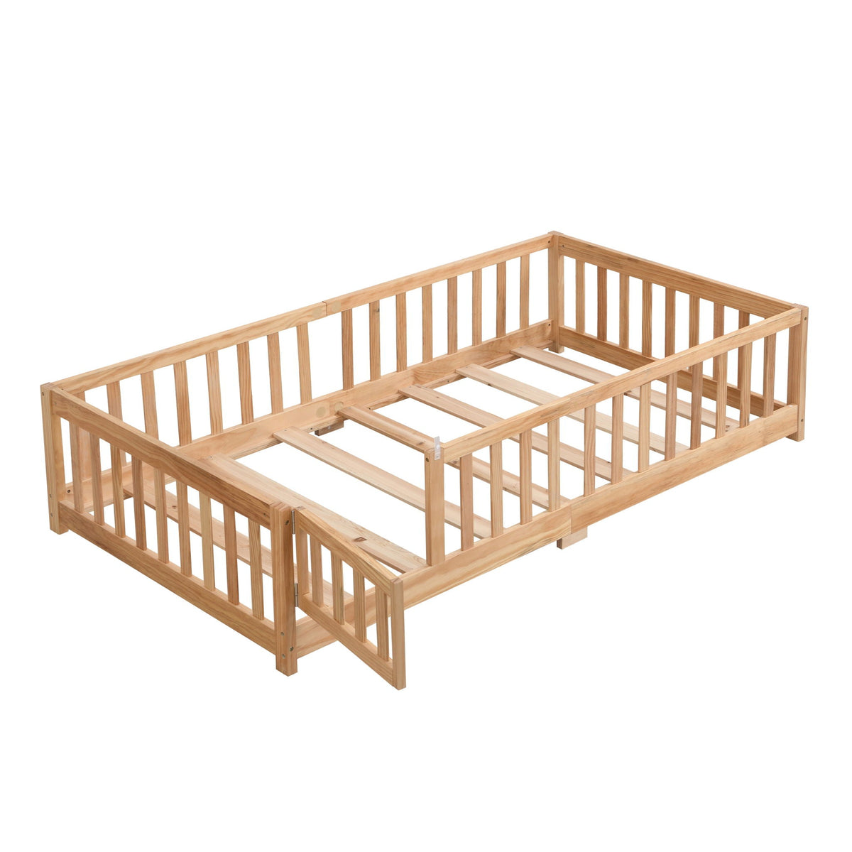 Solid Floor Bed with Door and Safety Fence - Full or Twin Size