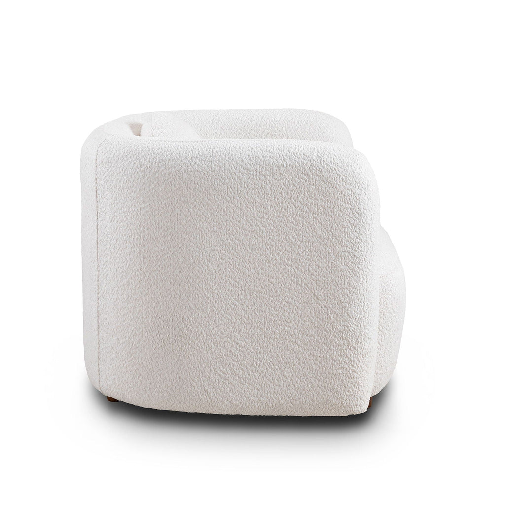 Japandi Style Accent Square Chair with Solid Wood Legs - Beige or White