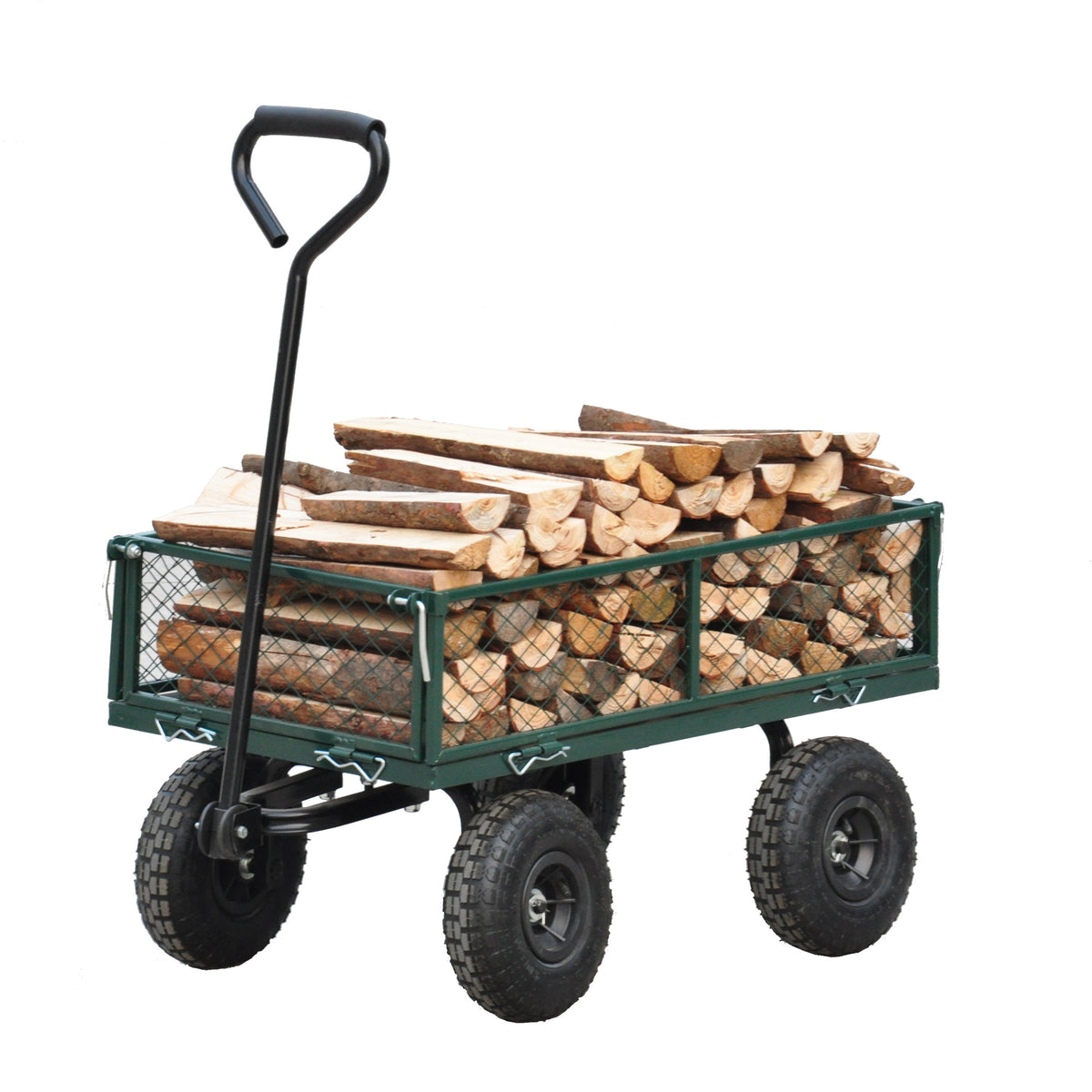 Green Outdoor Wagon Cart with Foldable Steel Frame - 550 lb Capacity