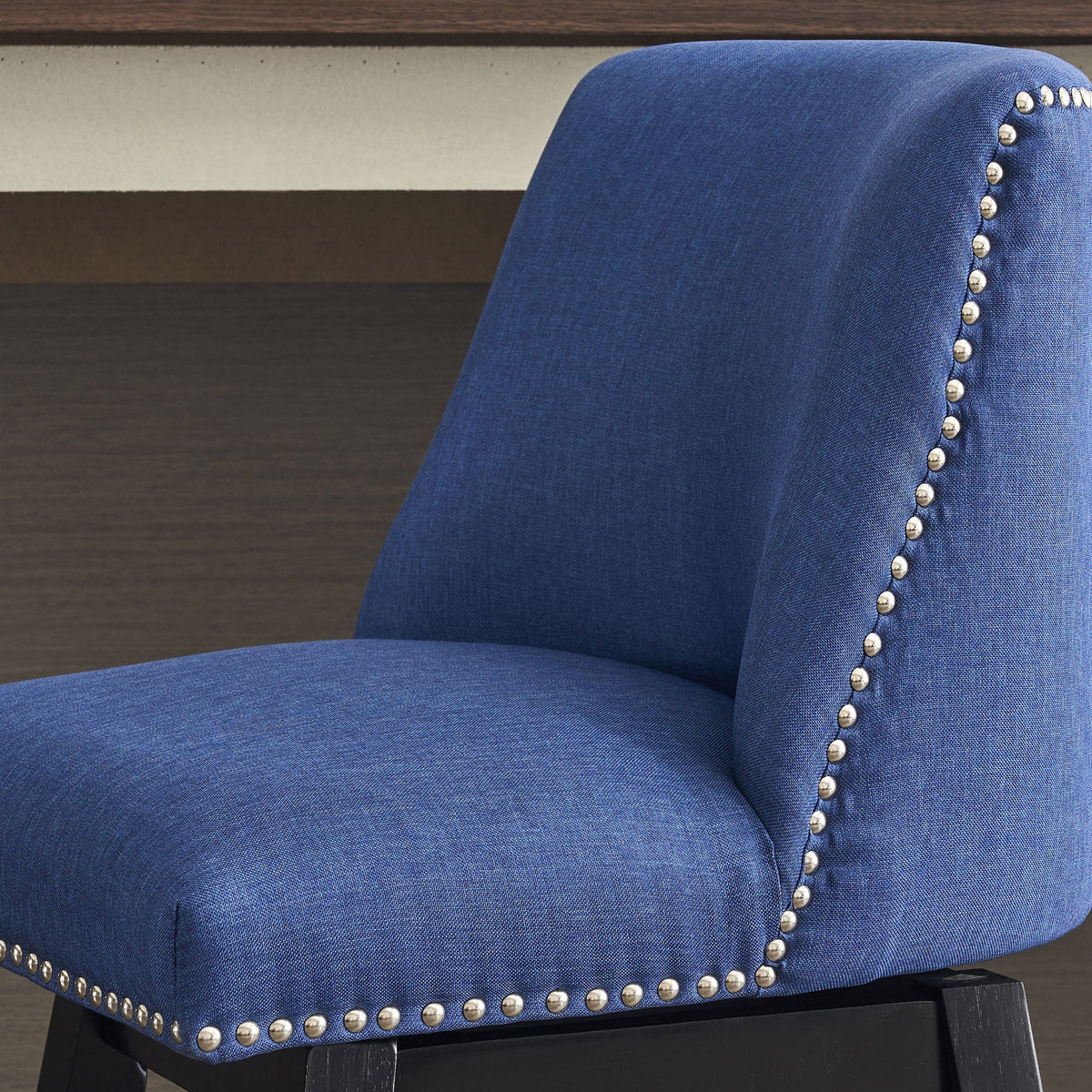 Upholstered Swivel Bar Stool Set with High Back and 360° Rotation - Blue or Dark Gray