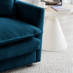 Modular U Shaped 5-Seater Sectional Sofa with Ottoman - Blue Chenille