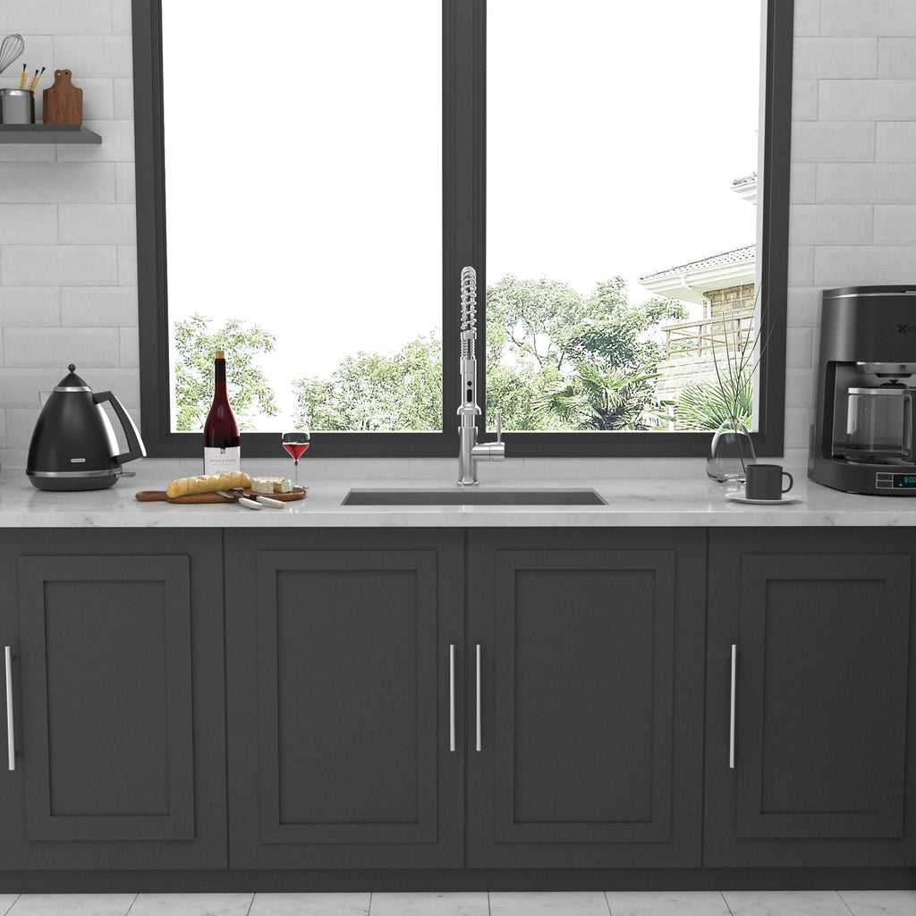 Modern Undermount Stainless Steel Kitchen Sink 16 Gauge, Deep Single Bowl - Gray