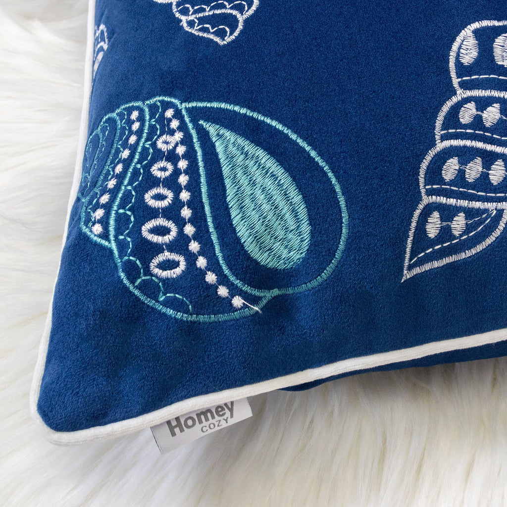Seashells Pillow Cover with Hidden Zipper - Blue or Light Blue