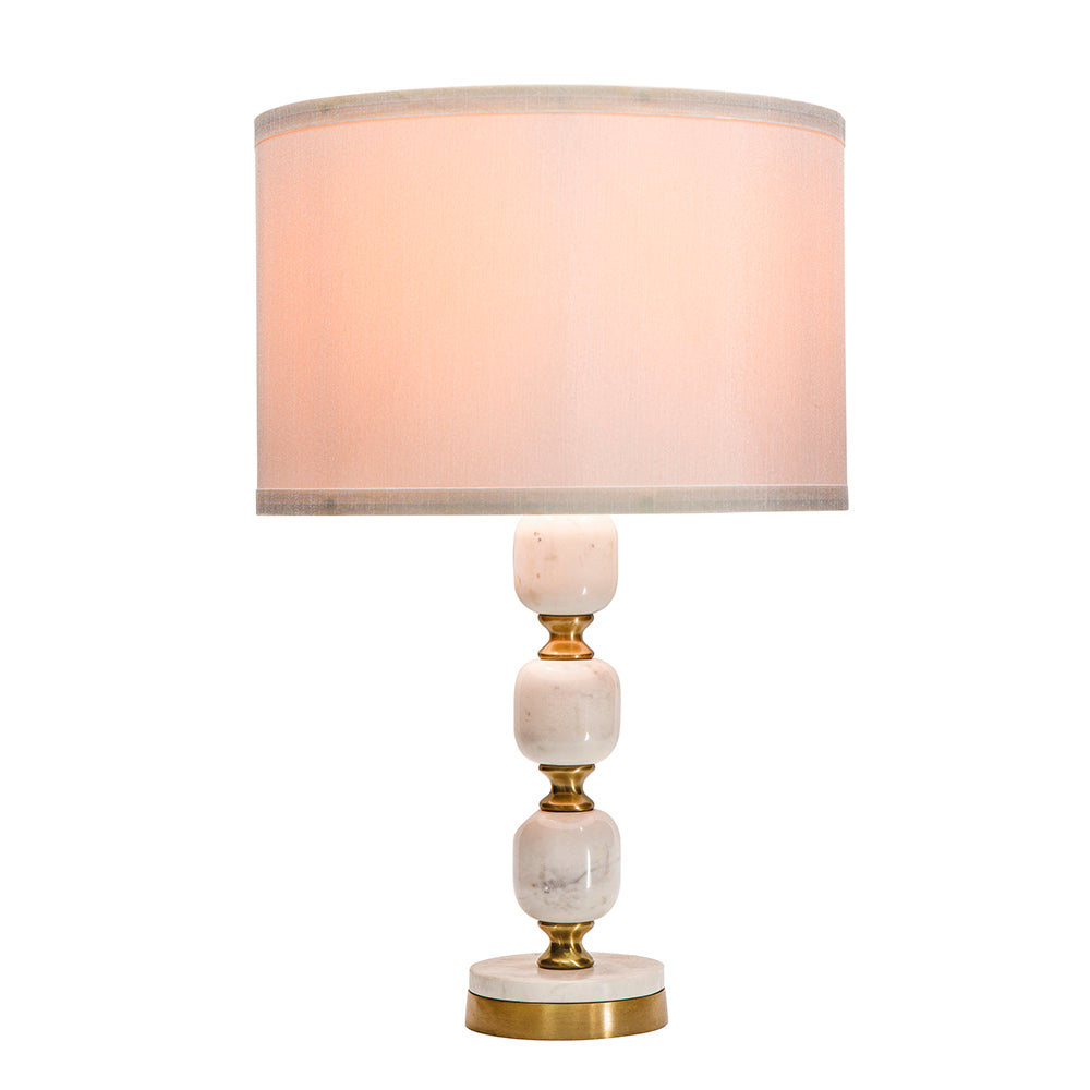 Marble Base Table Lamp with White Fabric Shade - 26.5"