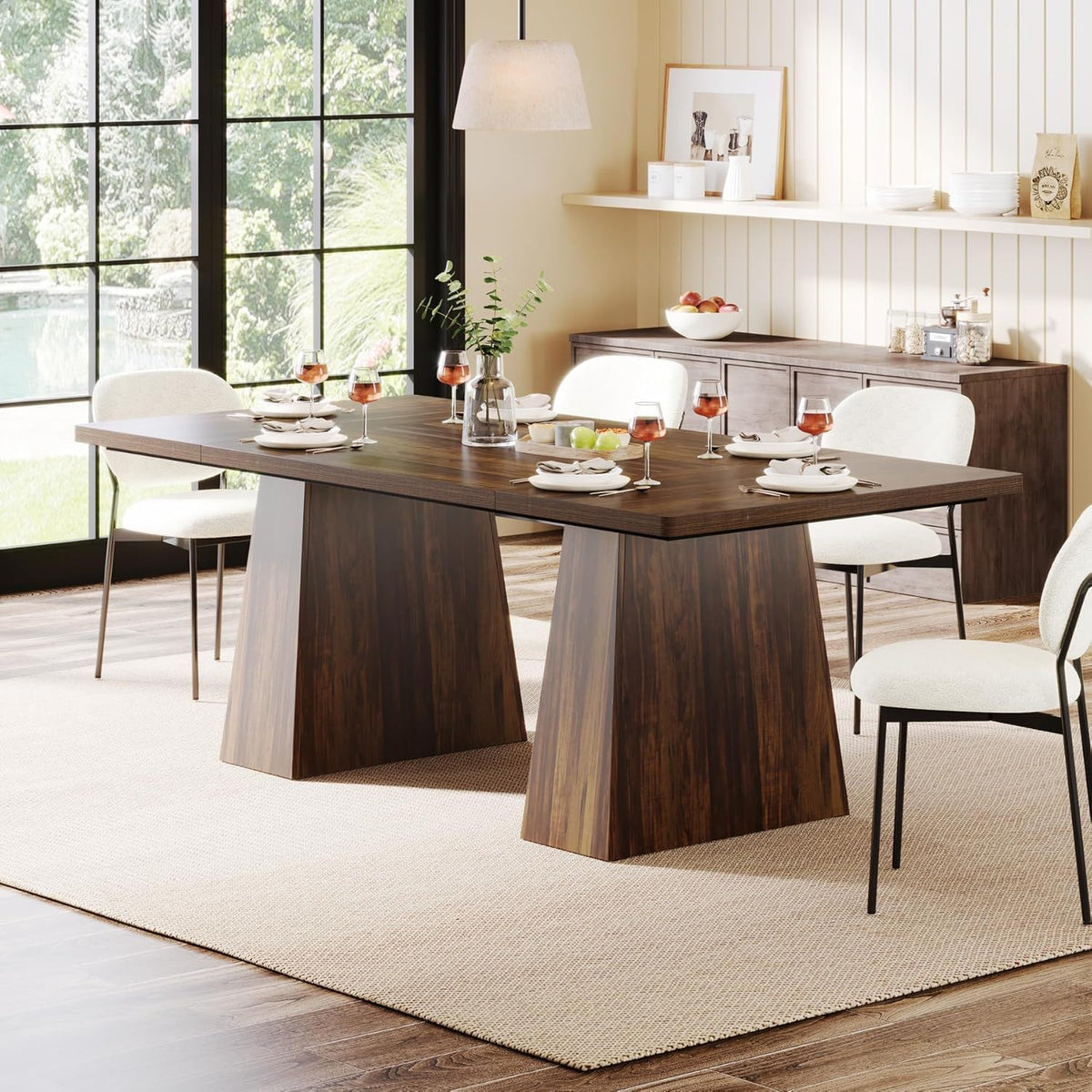 Double Pedestal Executive Desk with Spacious Work Surface - Dark Brown or Black