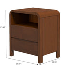 Brown 2-Drawer Nightstand with Solid Wood Construction