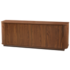 Walnut Sideboard Storage Cabinet with Wave Pattern - 64" Wide