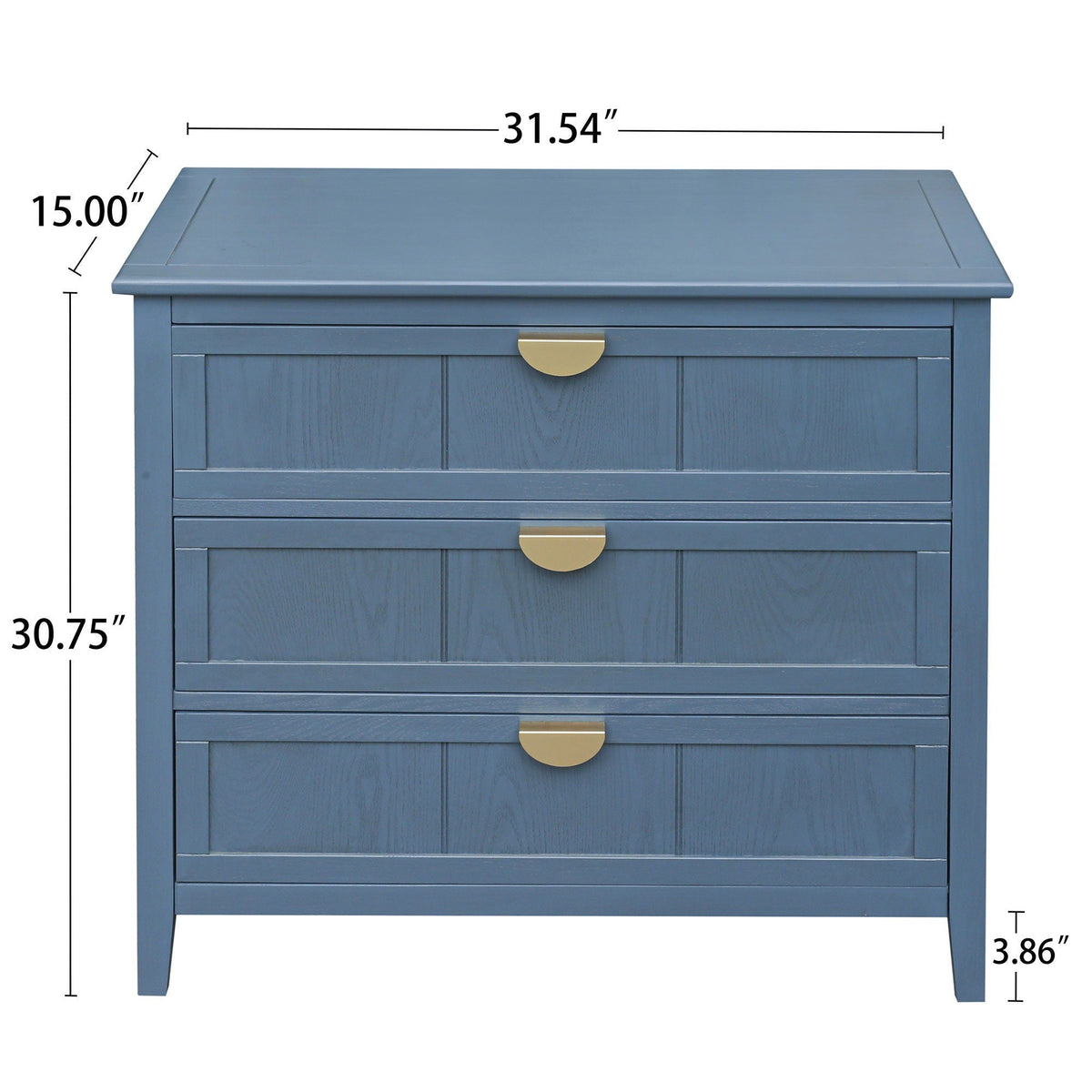 Classic 3 Drawer Cabinet with Hand-Stained Finish - Blue
