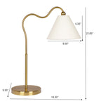 Ornate Ring Base Curved Table Lamp with Triangle Drum Shade - Gold / White