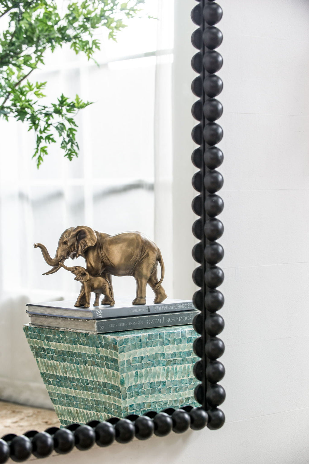 Full Length Mirror With Metal Beaded Frame - Black