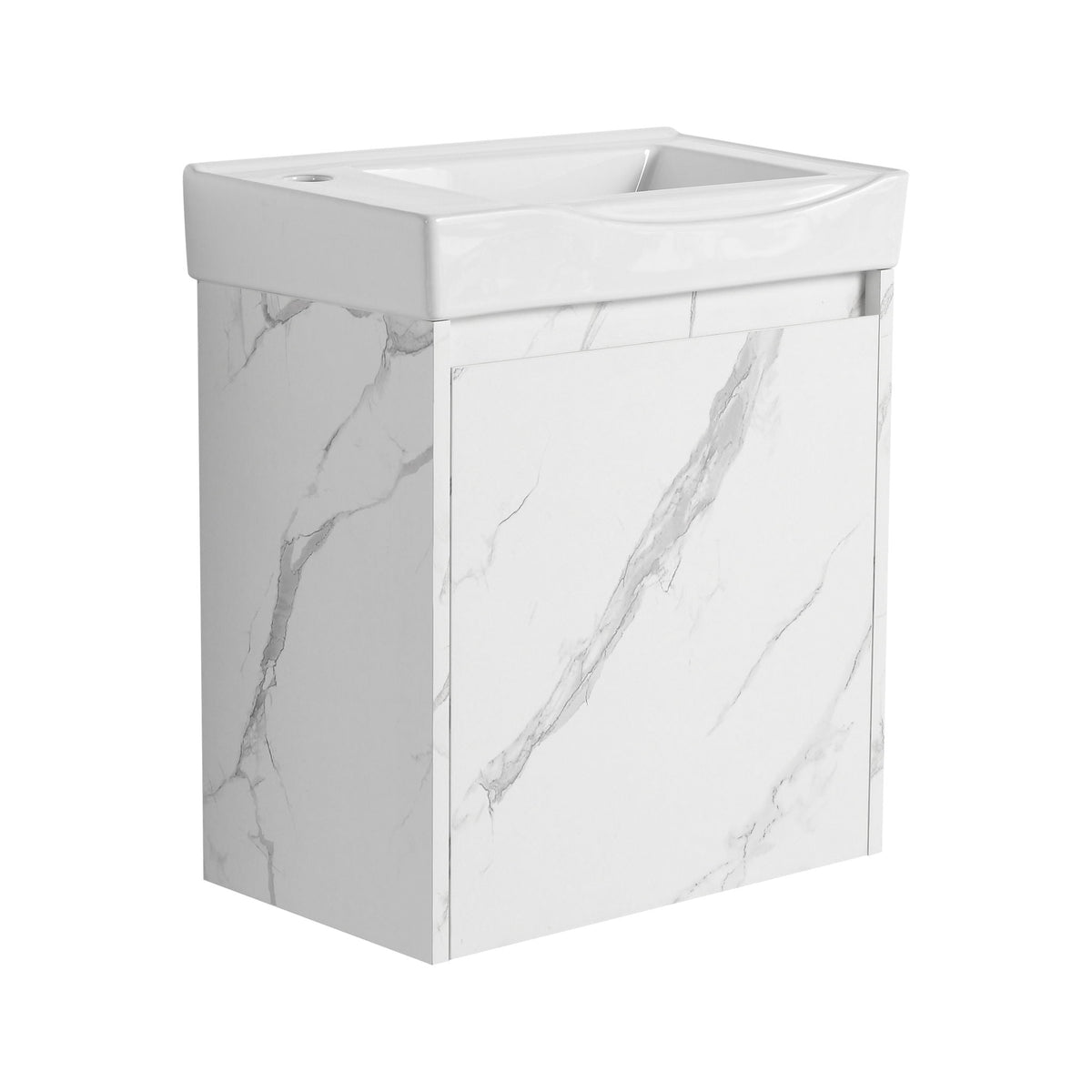 Modern Bathroom Vanity with Ceramic Basin and Storage Cabinet - Light Brown, Black, or White
