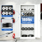 Steel Garage Storage Cabinet with Adjustable Shelves and Lock – Black or White