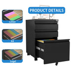 Metal Drawer Mobile File Cabinet with Lock for Secure Organization - White or Black