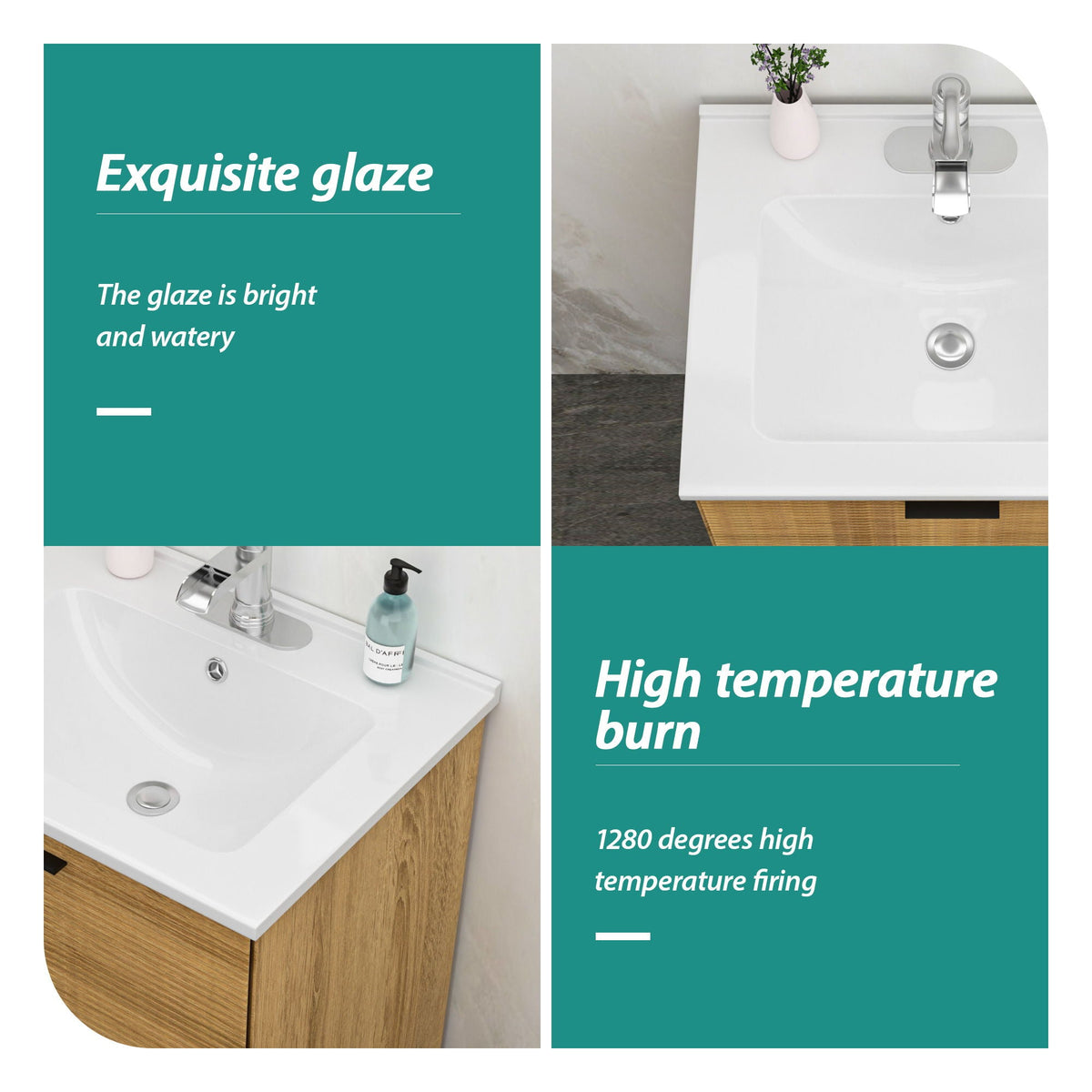 Rectangular Single Vanity Top with Overflow - White Ceramic