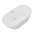 Glossy Freestanding Bathtub with Pop Up Drain - White