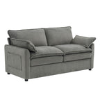 Modern Loveseat Sofa with Side Storage Pockets - Green, Beige, or Dark Gray