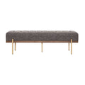 Luxury Upholstered Ottoman Bench with Channel Tufting and Metal Base - Gray