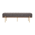 Luxury Upholstered Ottoman Bench with Channel Tufting and Metal Base - Gray