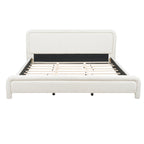 King Size Upholstered Platform Bed Frame with Curved Headboard - Boucle