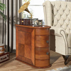 Narrow 2 Drawer End Table with Child-Safe Edges - Dark Brown or White