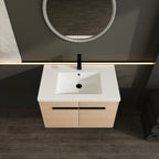 Bathroom Vanity Set with Resin Countertop Sink and 2 Doors - Light Brown Oak