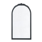 Hand Carved Rose Antique Arched Mirror Frame with Intricate Carvings - Black or Light Brown