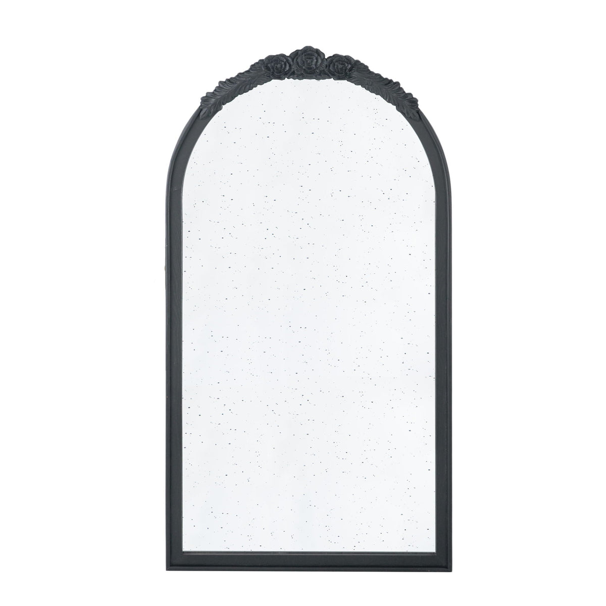 Hand Carved Rose Antique Arched Mirror Frame with Intricate Carvings - Black or Light Brown