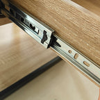Modern End Table with Drawer - Natural Wood & Tempered Glass