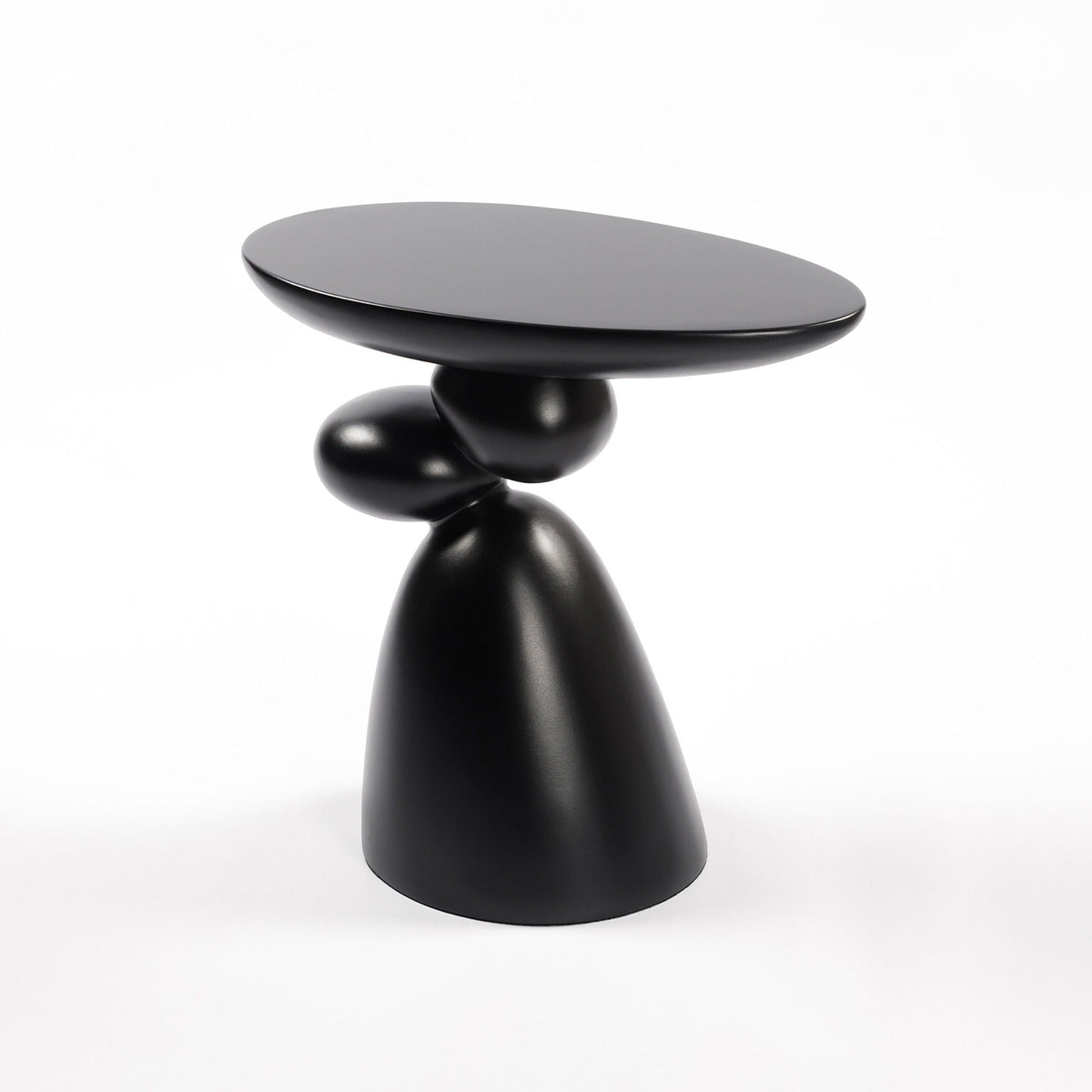 Lucky Stone Shaped Table with Sculptural Base – White, Black, or Gray
