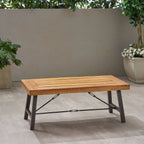 Teak Outdoor Coffee Table with Metal Frame - Natural Teak
