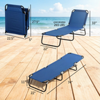 Neutral Oxford Fabric Sun Tanning Chair with Adjustable Backrest - Outdoor Lounge