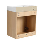 Modern Bathroom Vanity with Ceramic Basin and Storage Cabinet - Light Brown, Black, or White